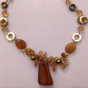 Brown and gold necklace with crystal beads